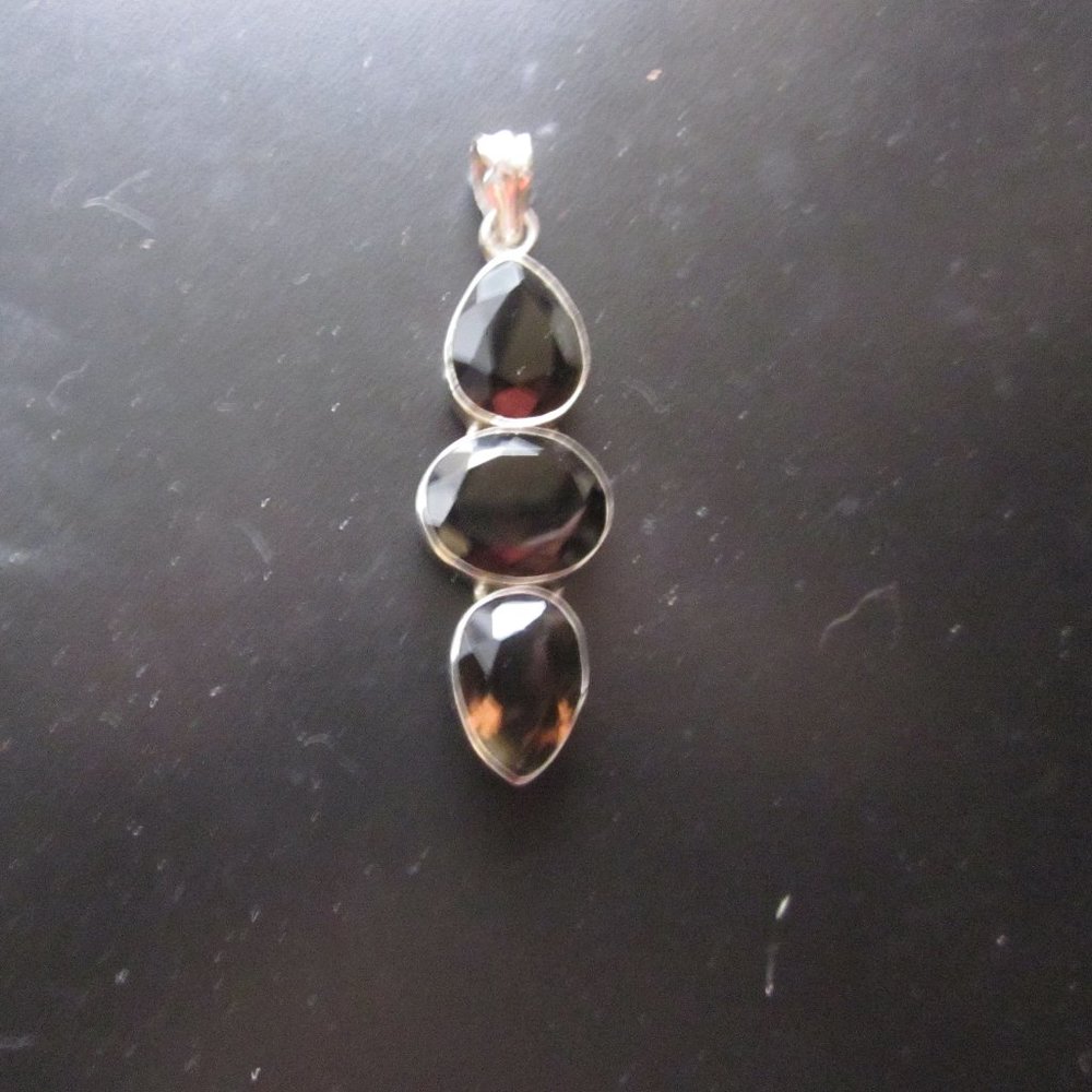 Long Smokey Quartz (topaz) pendant in silver